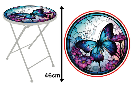 Metal Printed Side Table Butterfly 46cm