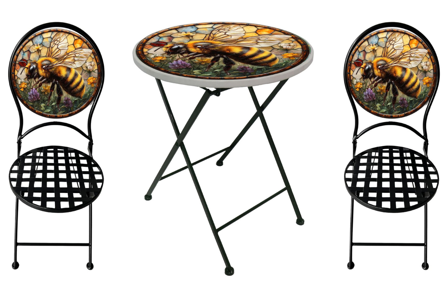 Metal Table & Chair Set Printed Bee