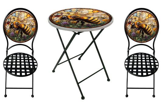 Metal Table & Chair Set Printed Bee