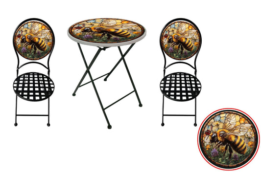 Metal Table & Chair Set Printed Bee