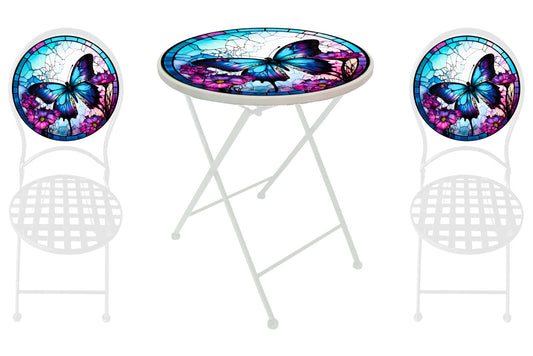 Metal Table & Chair Set Printed Butterfly