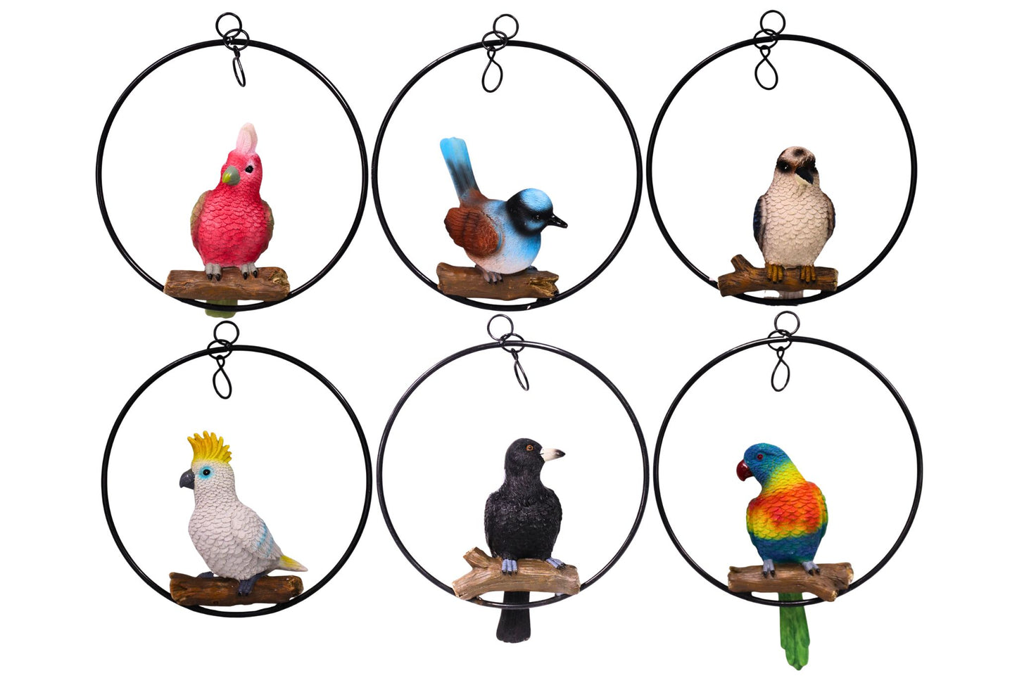 Australian Birds on Ring 26cm 6 Asstd