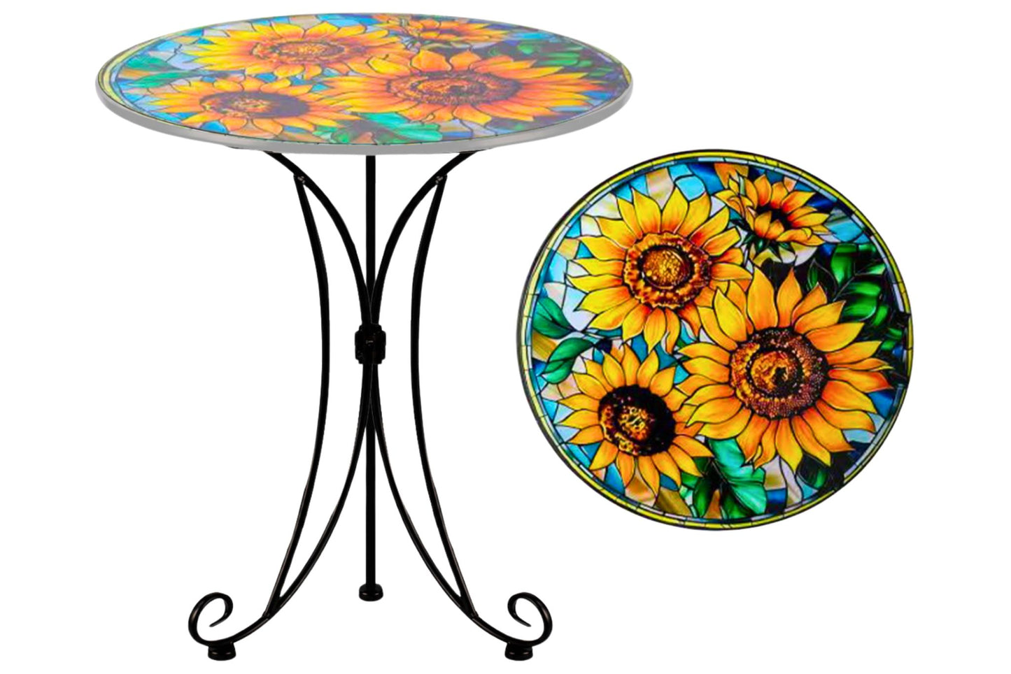 Metal Printed Side Table Sunflower 46cm
