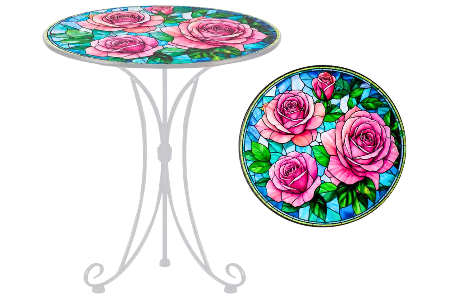 Metal Printed Side Table Rose 46cm