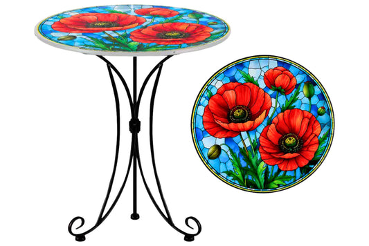 Metal Printed Side Table Poppy 46cm