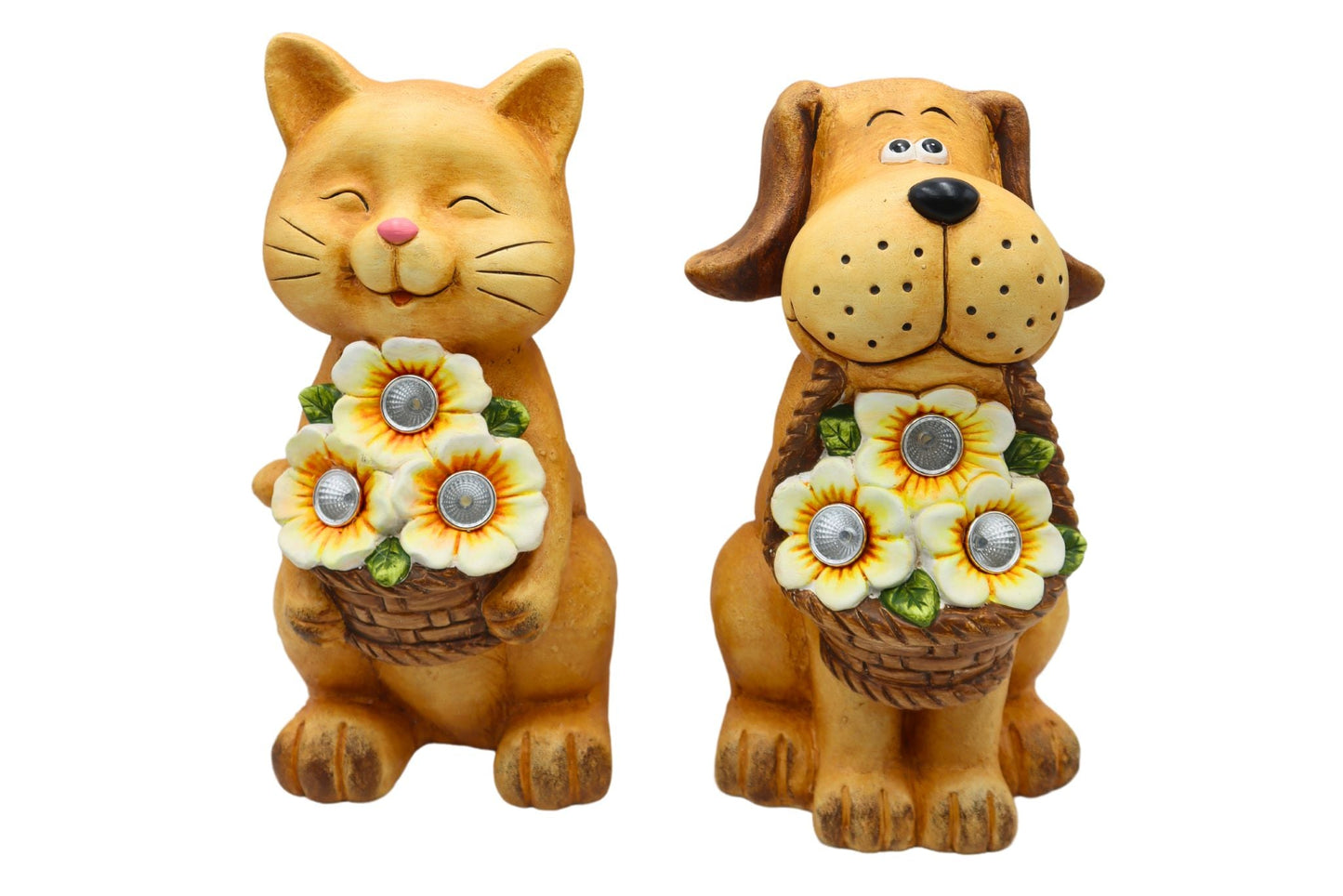 MGO Statue Solar Light Cat/Dog 18.7x20.8x35.5cm 2 Asstd