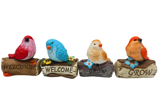 Cement Decor Statues Bird 11cm 4 Asstd