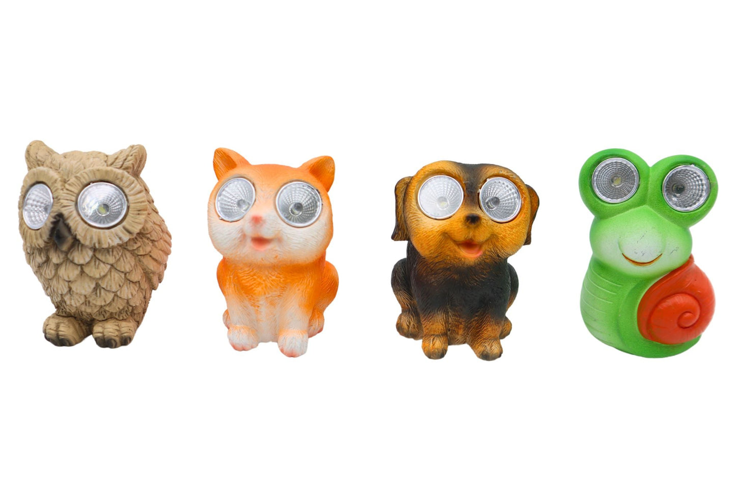 Cement Decor Statues w/Solar Light Animals 9cm 4 Asstd