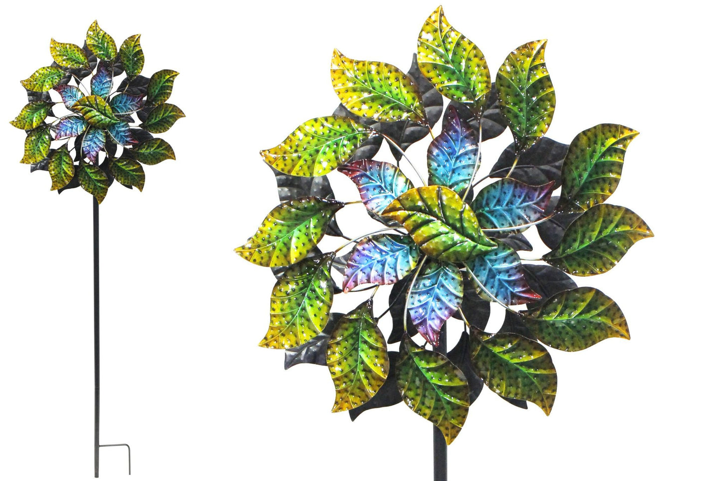 Metal Garden Wind Spinner Leaf 63cm