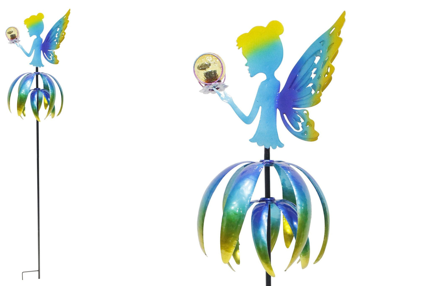 Metal Garden Stake Fairy Spinner w/Solar Light 140x25cm