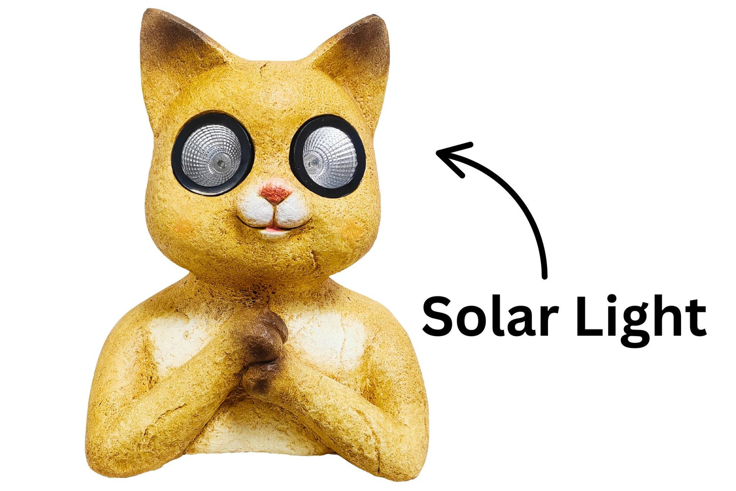 MGO Statue Cat w/Solar Eyes 26.5x28cm