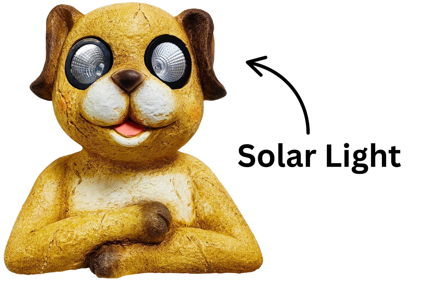 MGO Statue Dog w/Solar Eyes 20.5x32cm
