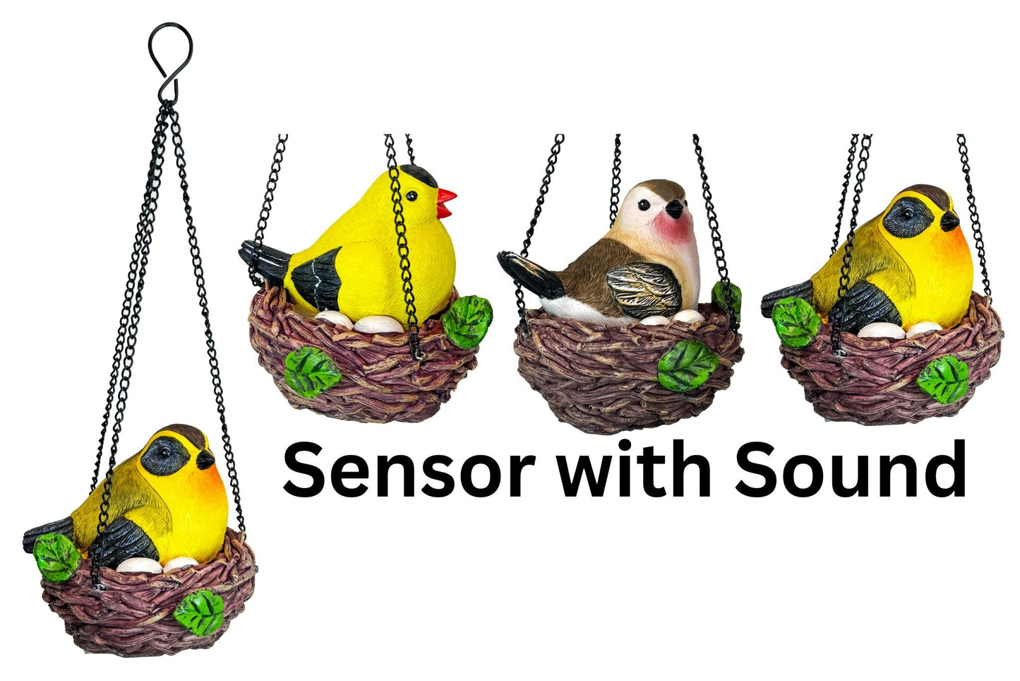 Hanging Bird Nest w/Sensor Sound B/O 34x14cm 3 Asstd
