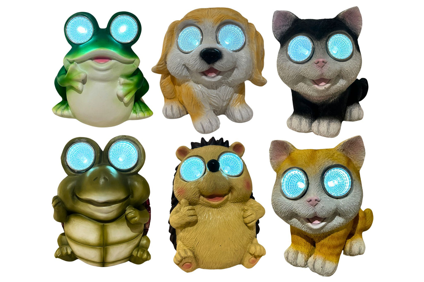 Resin Statues Animals w/Solar Light 12cm 6 Asstd PDQ