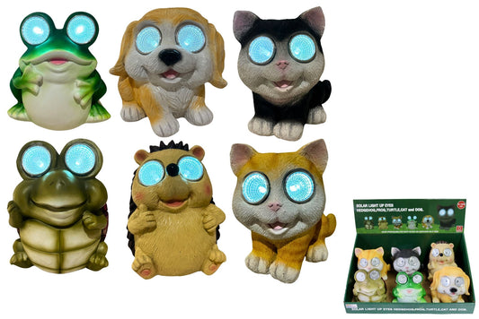 Resin Statues Animals w/Solar Light 12cm 6 Asstd PDQ