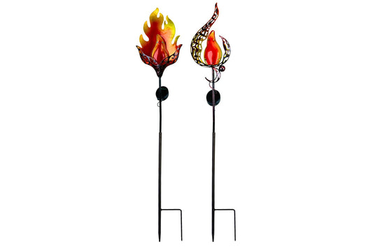 Solar Burning Flame Stake 90x18cm 2 Asstd PDQ