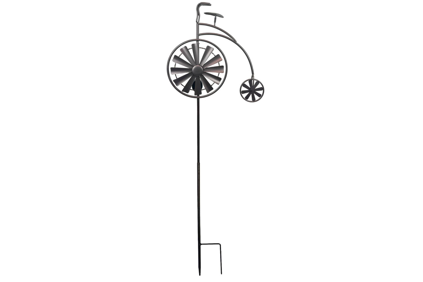 Metal Garden Stake Spinner Bike w/Solar Light 160x49cm
