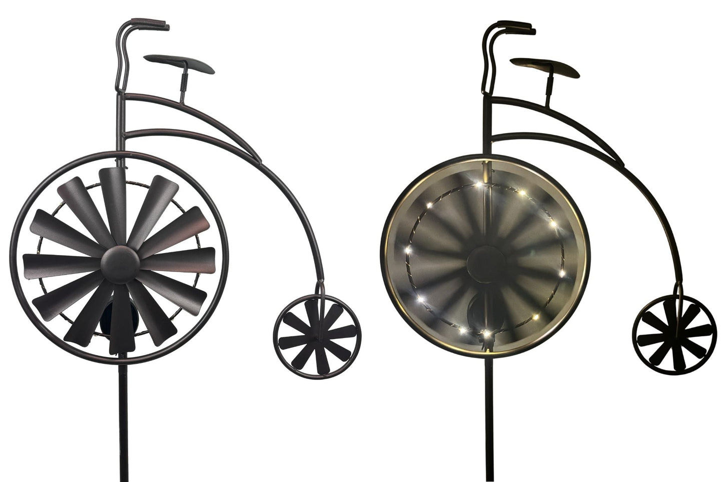 Metal Garden Stake Spinner Bike w/Solar Light 160x49cm