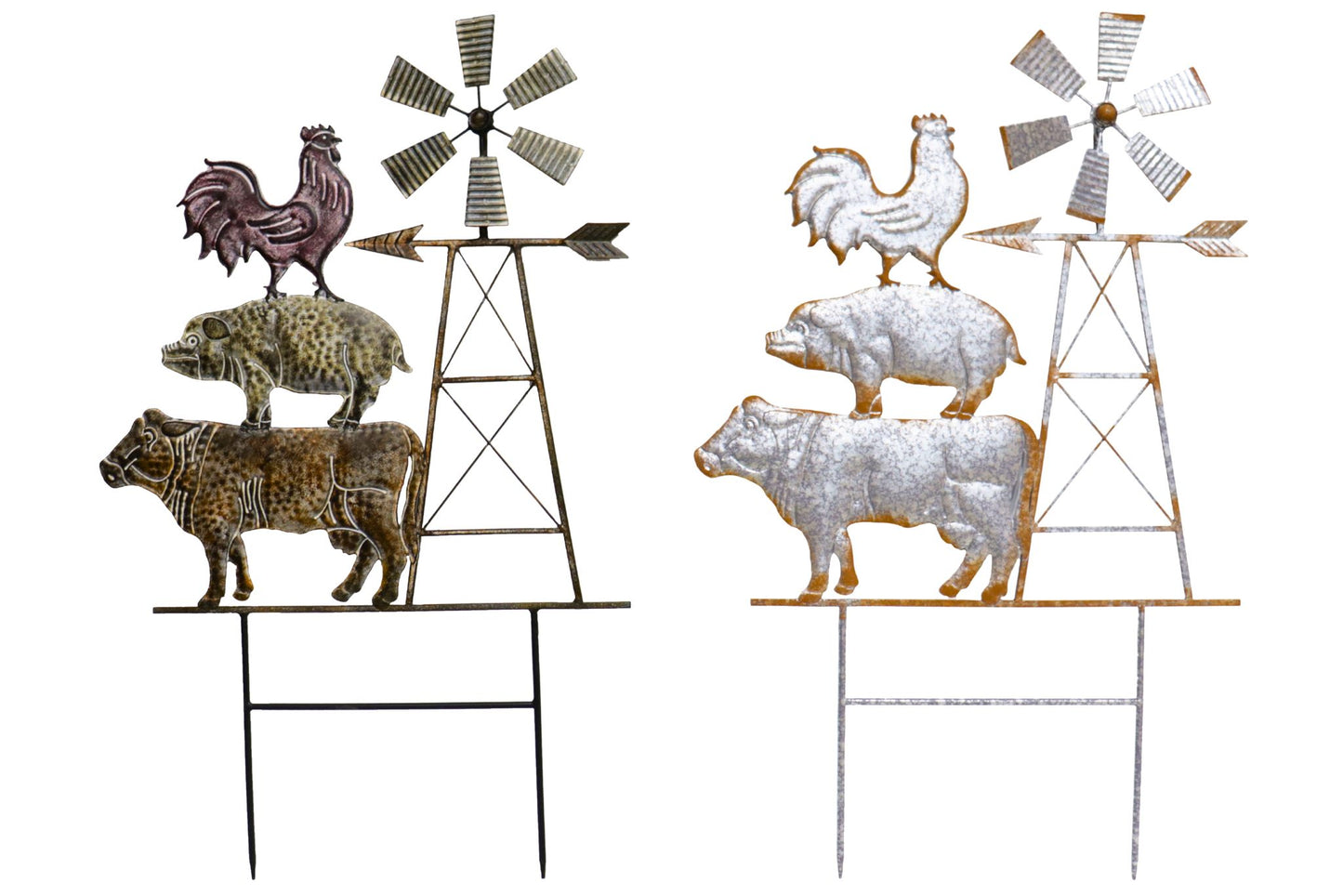 Metal Farm Animals w/Windmill Garden Stake 79cm 2 Asstd
