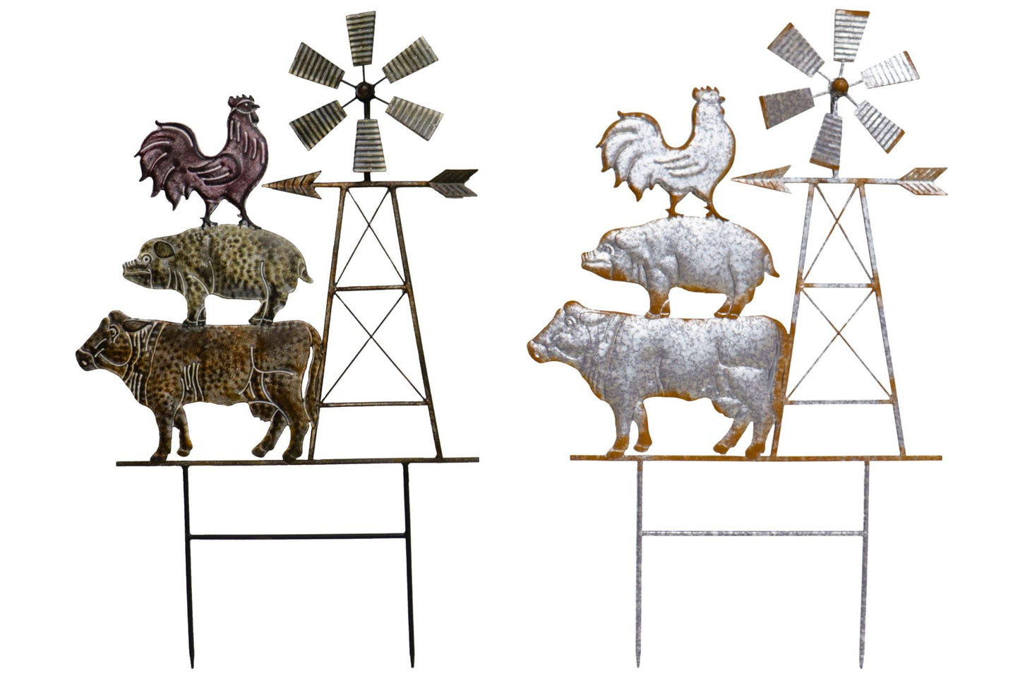 Metal Farm Animals w/Windmill Garden Stake 79cm 2 Asstd