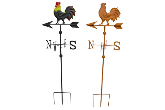 Metal Rooster Decorative Wind Vane Garden Stake 102cm 2 Asstd