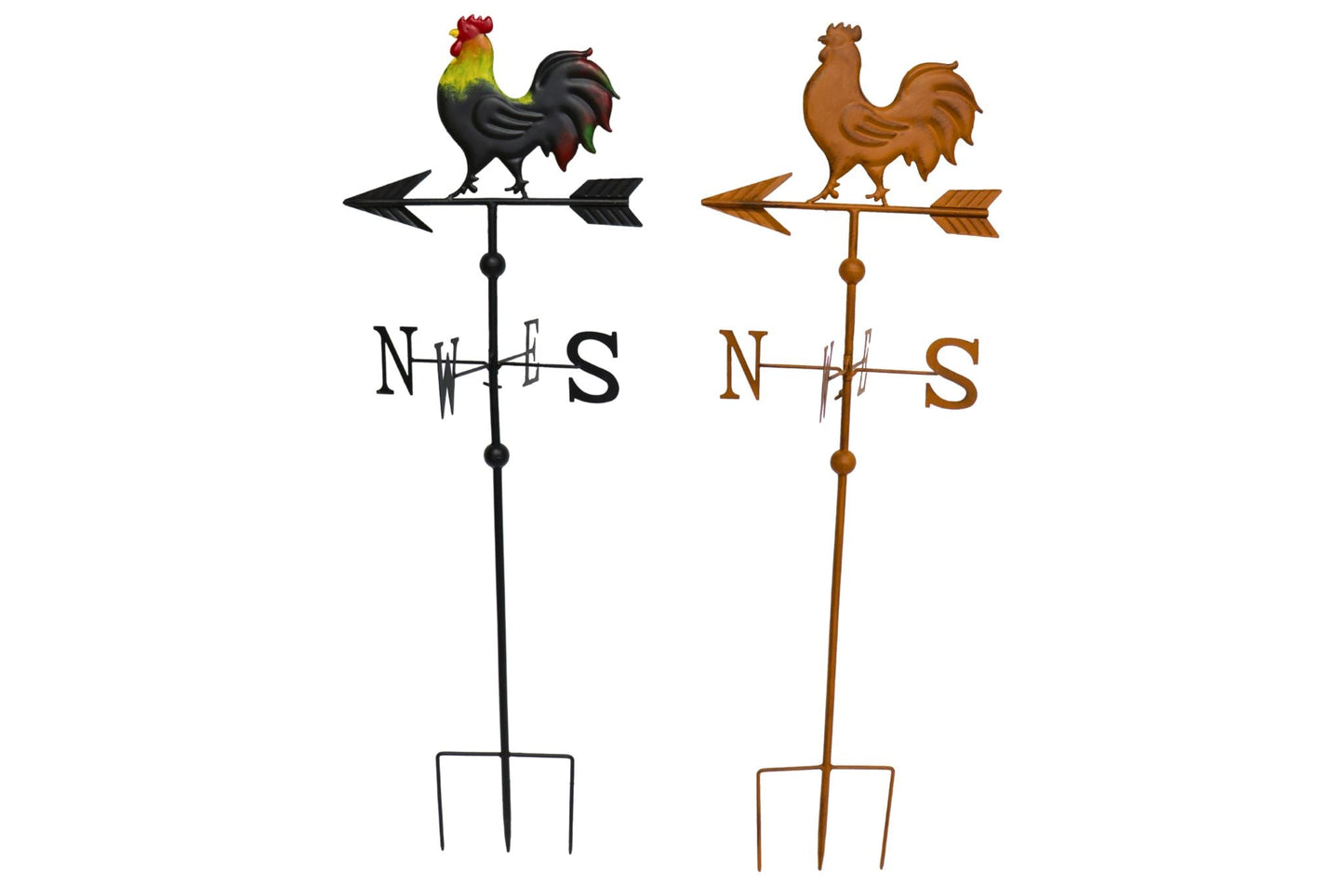 Metal Rooster Wind Vane Garden Stake 102cm 2 Asstd