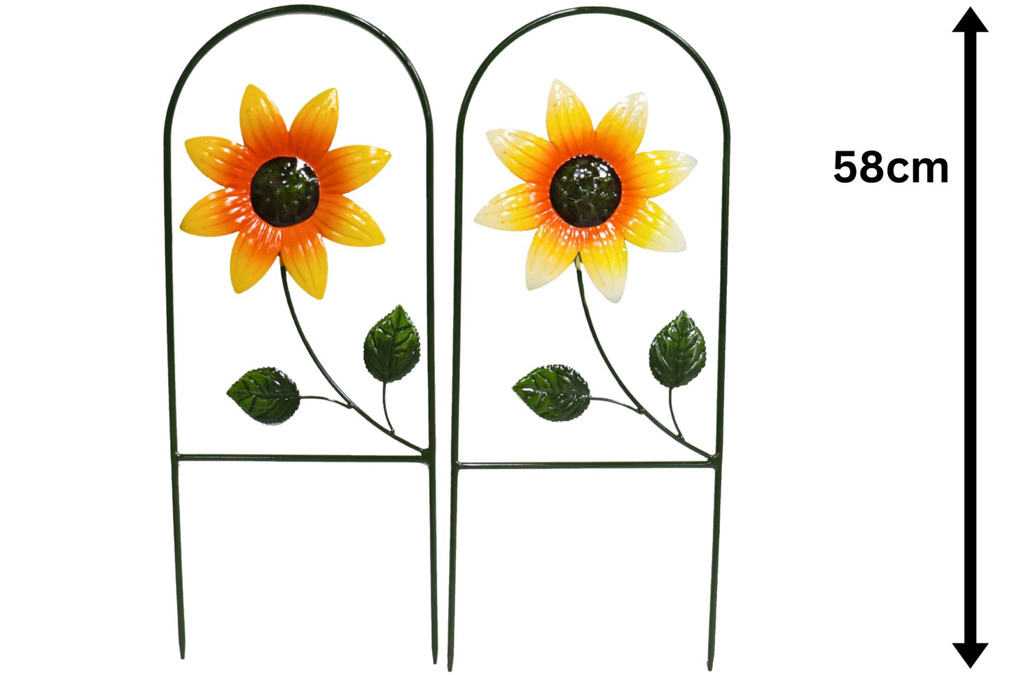 Metal Garden Stake Fence Sunflower 58cm 2 Asstd