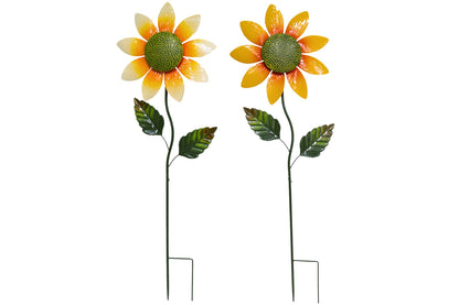 Metal Spinning Sunflower Garden Stake 114cm 2 Asstd