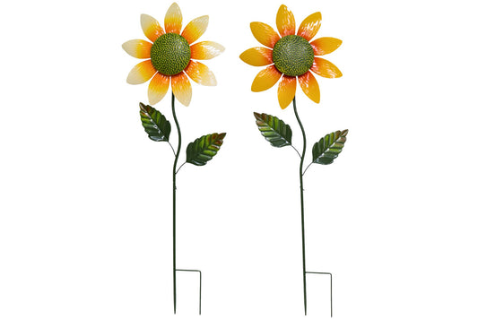 Metal Spinning Sunflower Garden Stake 114cm 2 Asstd