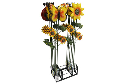 Metal Garden Stake Bee/Ladybug/Sunflower/Butterfly 100cm 4 Asstd Stake Stand Included