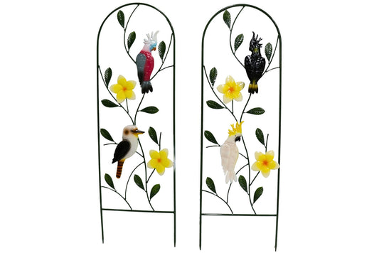 Metal Aust Birds Garden Stake Fence 100cm 2 Asstd