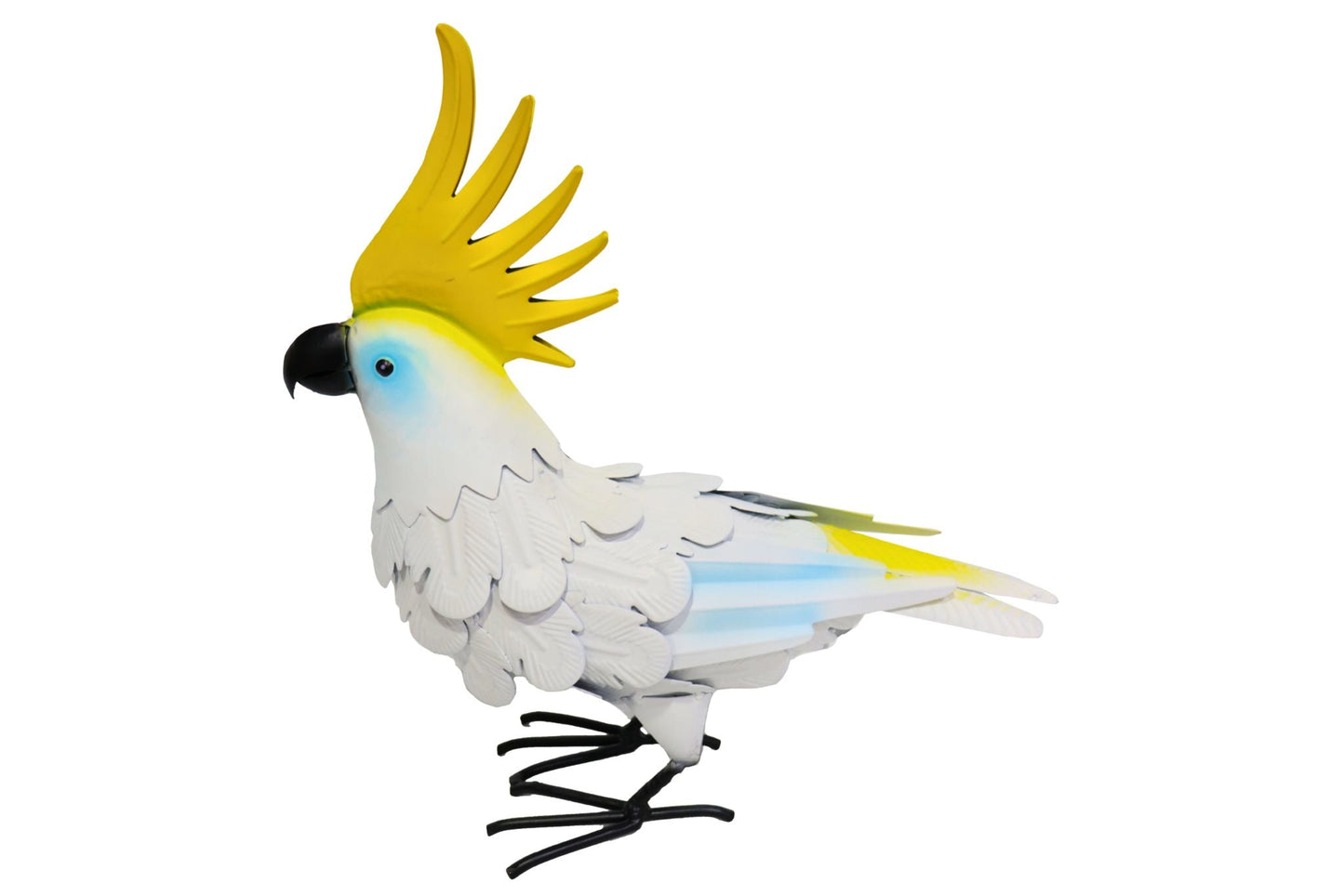 Metal White Cockatoo Bird Statue 30cm
