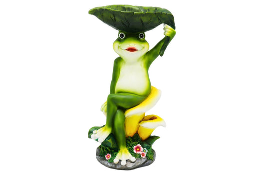 Resin Frog Bird Feeder 31x17cm