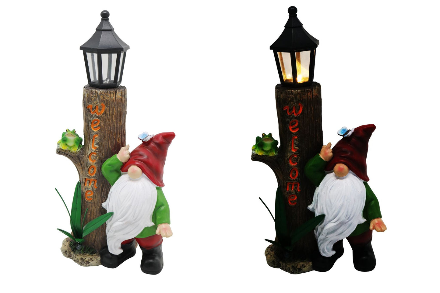 Resin Gnome w/ Welcome Solar Light 34cm