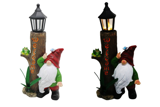 Resin Gnome w/ Welcome Solar Light 34cm