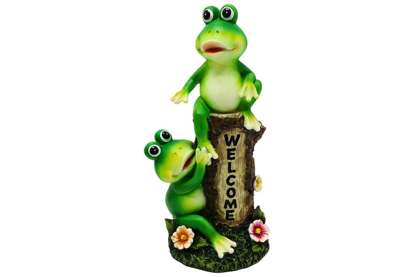 Resin Statue Frog Welcome Sign 19cm