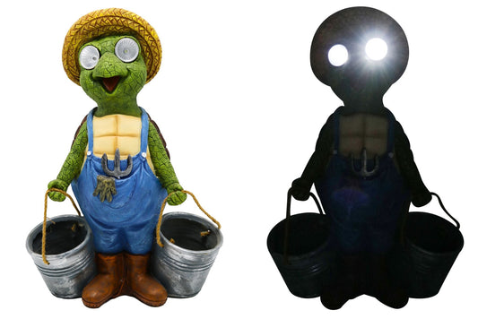 Resin Flowerpot Solar Turtle 46x31cm