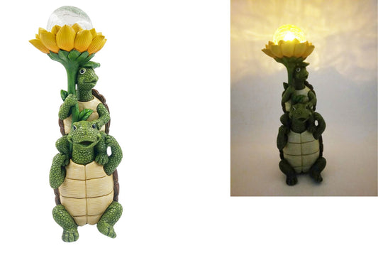 Resin Solar Stacked Turtle 38cm