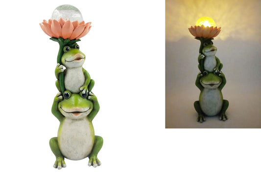 Resin Solar Stacked Frog 39cm