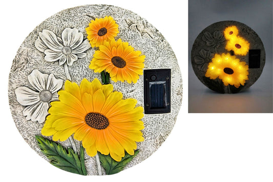 Resin Stepping Stone Sunflower w/Solar Light 26cm