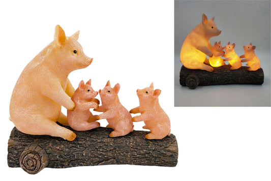 Resin Solar Pig Family 25cm