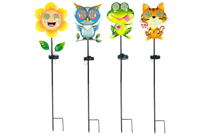 Solar Flower/Frog/Owl/Cat Stake With Animated Eyes 94cm 4 Asstd PDQ