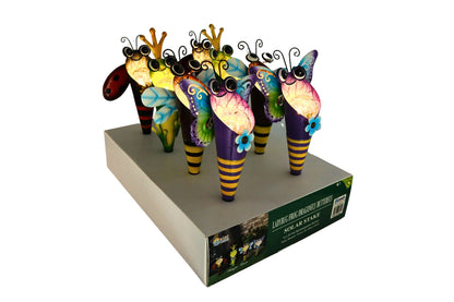 Metal Garden Stake Bee/Frog/Dragonfly/Butterfly w/Solar Light 36cm 4 Asstd PDQ