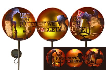 Anzac Garden Stake Solar Lest We Forget 3 Asstd PDQ