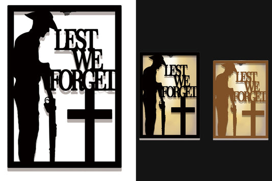 Anzac Wall Art Solar Soldier Cross 55x35cm/45x32cm 2 Asstd