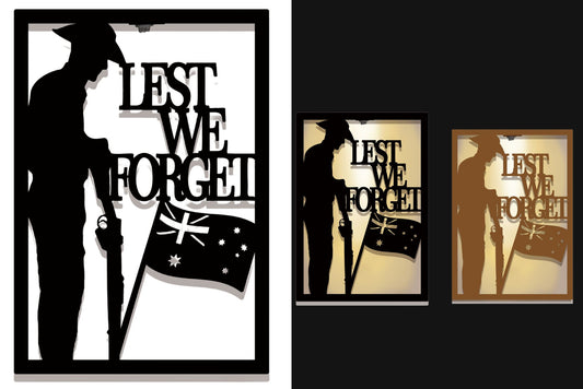 Anzac Wall Art Solar Soldier Flag 55x35cm/45x32cm 2 Asstd