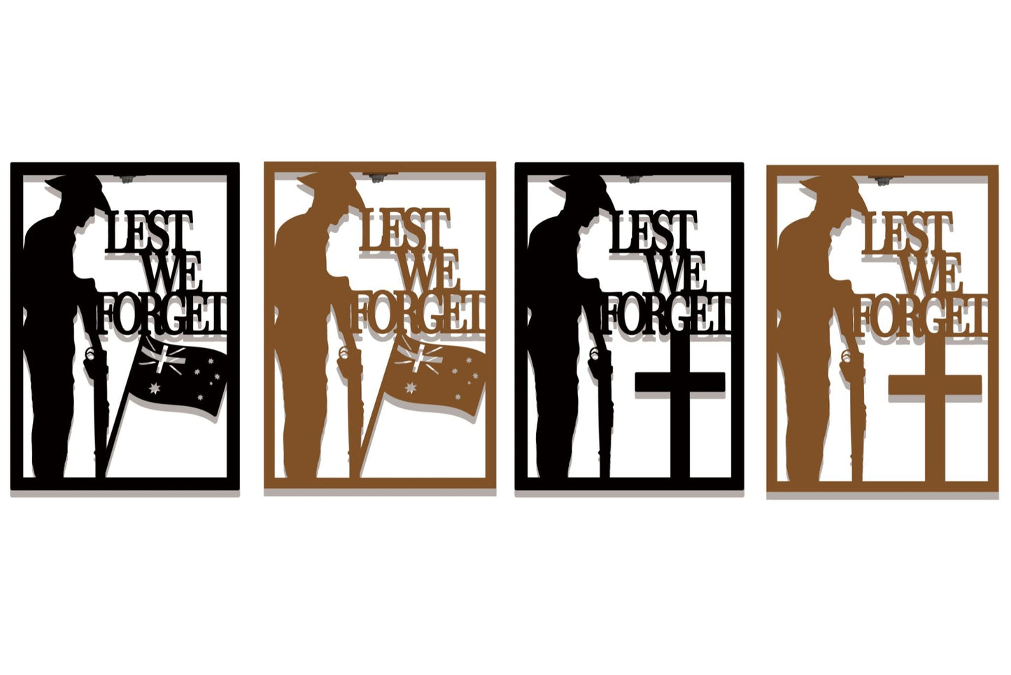 Anzac Wall Art Soldier/Cross Black/Rust 50x35cm 4 Asstd