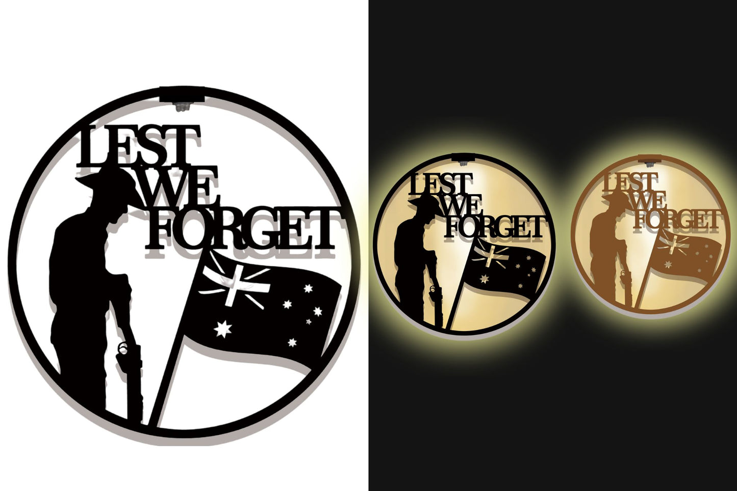 Anzac Wall Art Solar Round Soldier Flag 40cm/35cm 2 Asstd