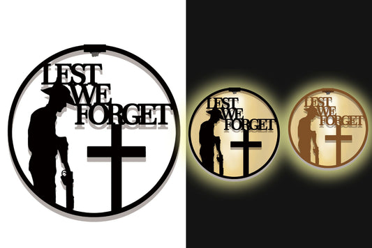 Anzac Wall Art Solar Round Soldier Cross 40cm/35cm 2 Asstd