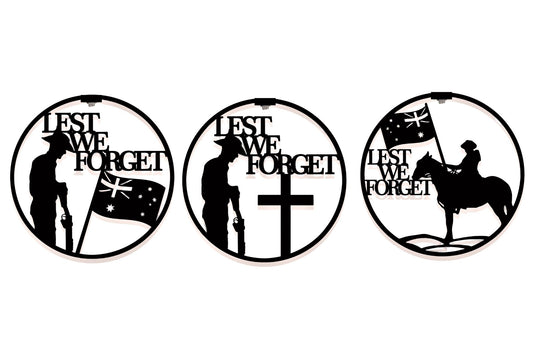 Anzac Wall Art Soldier Black 40cm 3 Asstd